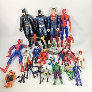 Superhero Action Figures Lot Marvel DC Batman 12in and 6in Lot of 24